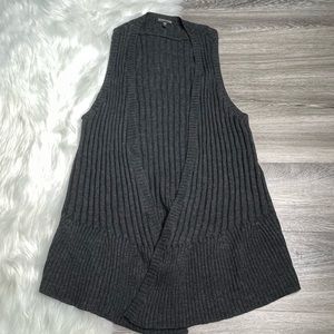 Eileen Fisher Womens Sweater Vest Size Large Gray Ribbed 100% Merino Wool